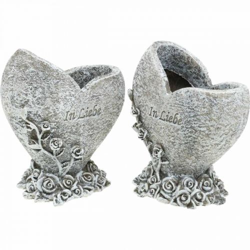 Herz zum Bepflanzen, Grabvase, Rosenherz, In Liebe H14 B12cm 2St