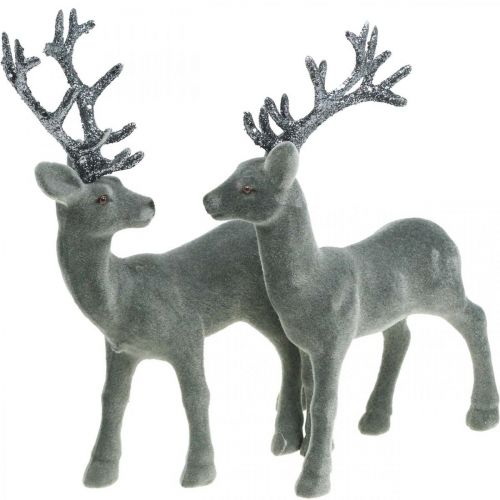 Floristik21 Deko Hirsch Dekofigur Deko-Rentier Anthrazit H20cm 2 St