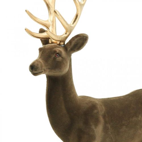 Floristik21 Deko Hirsch Dekofigur Deko-Rentier Beflockt Braun H46cm