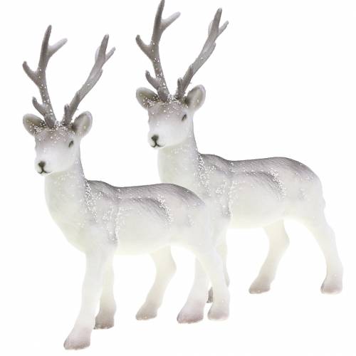 Floristik21 Deko Hirsch beflockt/beschneit 27,5cm 2 St