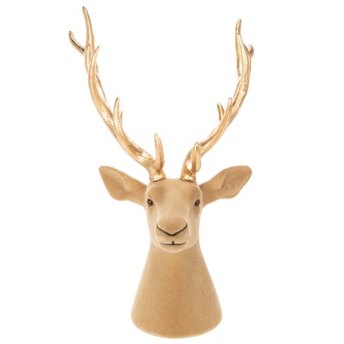 Deko Hirschkopf Skulptur Kunststoff 52cm hellbraun-gold Innenbereich | Floristik21.de