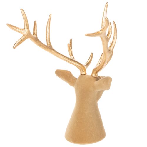 Deko Hirschkopf Skulptur Kunststoff 52cm hellbraun-gold Innenbereich | Floristik21.de