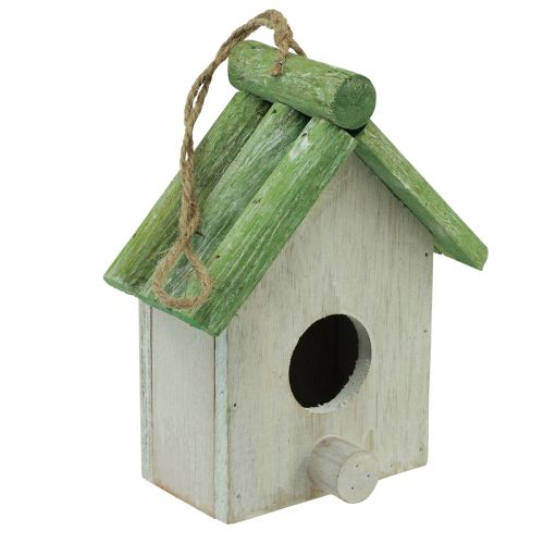 Floristik21 Hängedeko Deko Vogelhaus Holz Grün Weiß 14,5×7,5×17,5cm