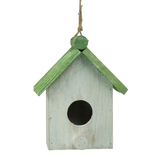 Artikel Hängedeko Deko Vogelhaus Holz Grün Weiß 14,5×7,5×17,5cm