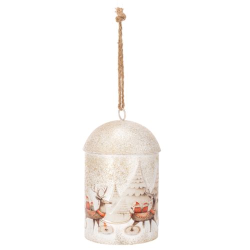 Weihnachtsglocke aus Metall mit Rentier-Motiv 26 cm Weiß Gold