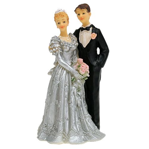 Floristik21 Hochzeitpaar für Silberhochzeit 14cm