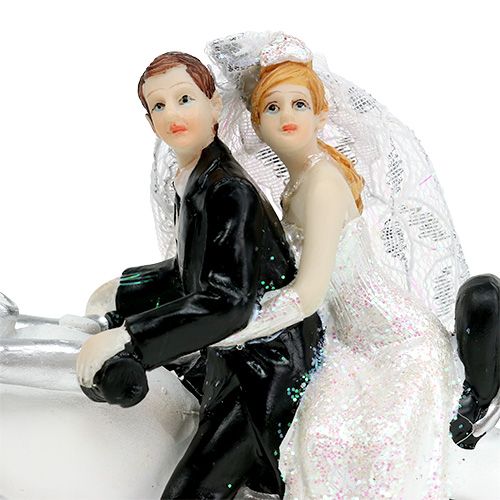 Floristik21 Hochzeitsfigur Brautpaar auf Motorrad 9 cm
