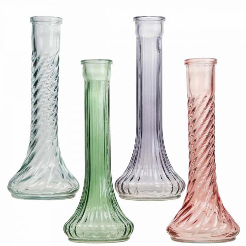 Hohe Glasvase Blumenvasen Vintage Farbig Ø10cm H23cm 4St