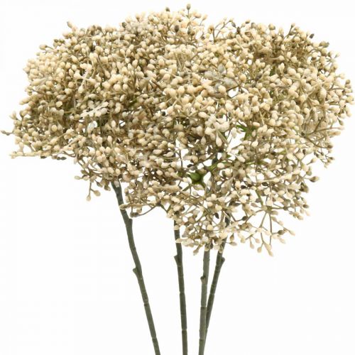 Floristik21 Künstlicher Holunder Creme Weiß Deko-Blütenzweig 52cm 4St