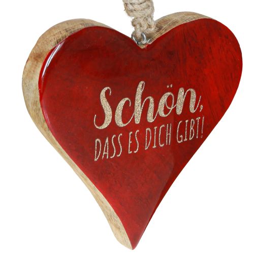 Artikel Holzherzen Dekoration Sprüche Rot Gold zum Hängen 15cm 4er Set