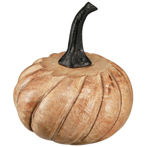 Artikel Holz Kürbis Natur Schwarz mit Stil aus Metall - Herbstliche Deko Ø12cm H13cm