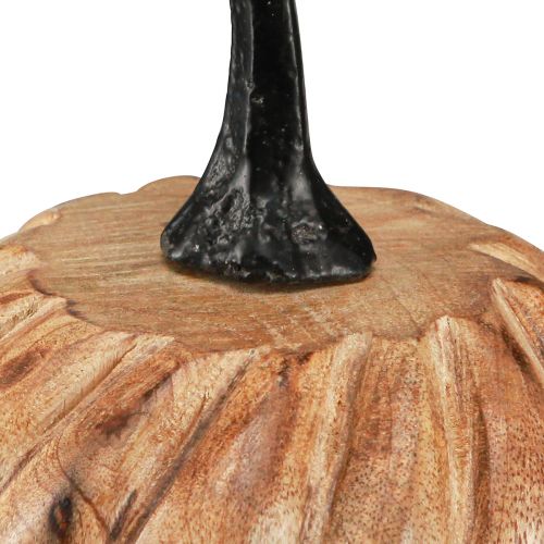 Artikel Holz Kürbis Natur Schwarz mit Stil aus Metall - Herbstliche Deko Ø12cm H13cm