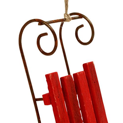 Artikel Holz Schlitten zum Hängen Rot 12cm x 4,5cm x 3,5cm 6 St