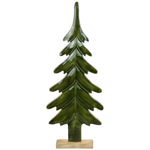 Holz Deko Tannenbaum Grün Glanz Effekt 23,5×5×60cm