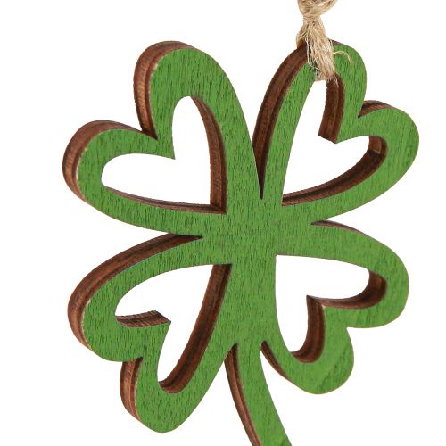 Artikel Bunte Holzanhänger Kleeblatt Silvester 5x0,5x8cm - Glücksbringer 12er Set