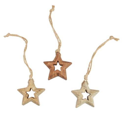 Artikel Holzanhänger Holzsterne Natur Christbaumschmuck Ø4,5cm 8St