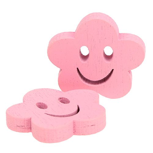 Floristik21 Holzblume mit Gesicht Rosa 2,5cm 48 St