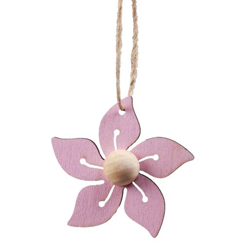 Artikel Holzblumen Hängedeko Holz Lila, Rosa, Weiß 4,5cm 24 St