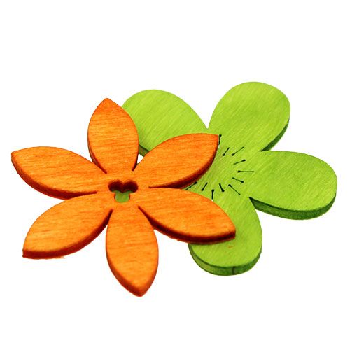 18 x Streu-Blumen Holz bunt 4cm flach/ NICE PRICE !!! offen 