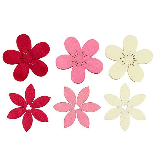 Holzblumen 4cm Pink sort. 72St