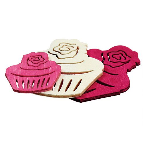 Holzcupcakes Tischdeko Pastellfarben Muffins Geburtstagsdeko 24St