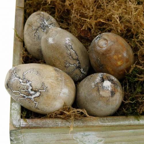 Floristik21 Deko Hühner-Ei, Ostereier aus Mangoholz Natur 12St