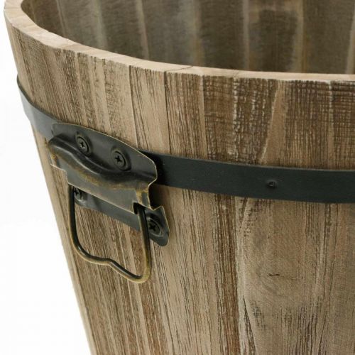Floristik21 Pflanzkübel Holz rund mit Griffen Vintage Pflanztopf Ø40cm