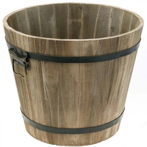 Floristik21 Pflanzkübel Holz rund mit Griffen Vintage Pflanztopf Ø40cm