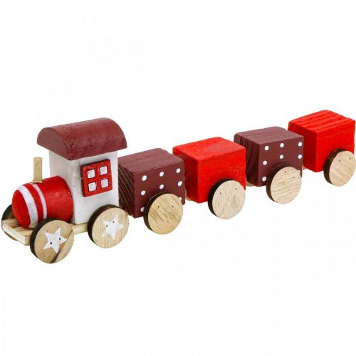 Floristik21 Holzeisenbahn Deko Weihnachtszug Rot L20cm H6cm 2St