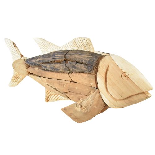 Floristik21 Holzfisch Teak Holz Deko Fisch Tischdeko Holz 63cm