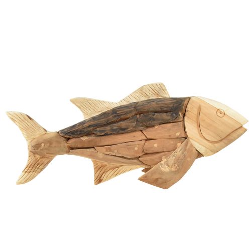 Floristik21 Holzfisch Teak Holz Deko Fisch Tischdeko Holz 63cm