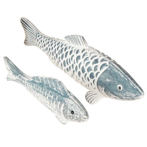 Floristik21 Maritime Holzfische Blau Weiß 2er-Set Dekoration