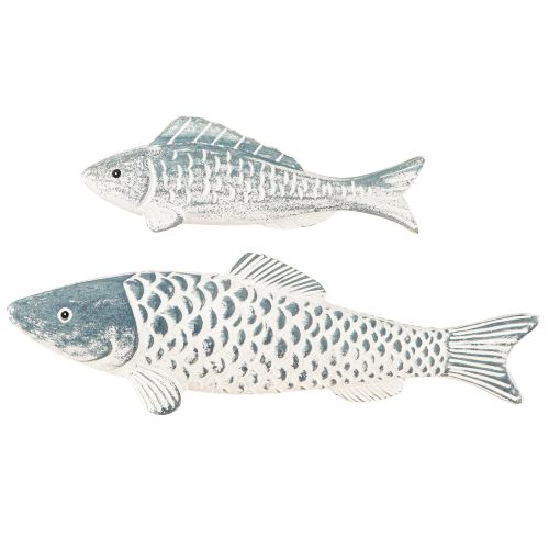 Artikel Maritime Holzfische Blau Weiß 2er-Set Dekoration