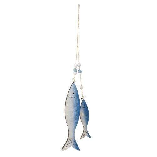 Holzfische Dekohänger Fisch Blau Weiß 11,5/20cm 2er-Set