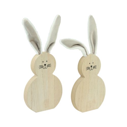 Floristik21 Holzhase mit beweglichen Ohren Braun Weiß 11,5×27cm 2 St