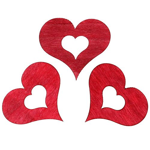 Floristik21 Holzherz zum Streuen Rot 4cm 72 St