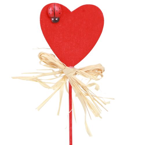 Floristik21 Holzherzen Deko 16er Set - Rot mit Marienkäfer - Herzstecker aus Holz