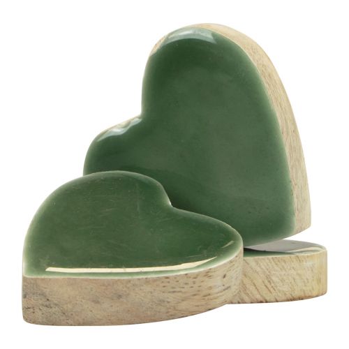 Holzherzen Deko Herzen Grün Glänzend Holz 4,5cm 8St