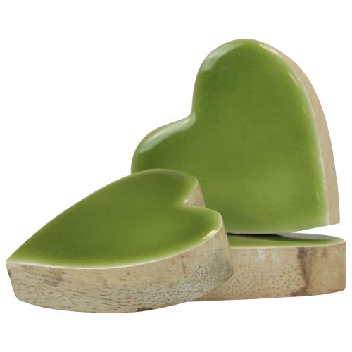 Floristik21 Holzherzen Deko Herzen Holz Hellgrün Glanzeffekt 4,5cm 8 St
