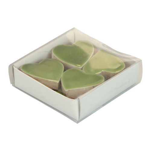 Floristik21 Holzherzen Deko Herzen Holz Hellgrün Glanzeffekt 4,5cm 8 St