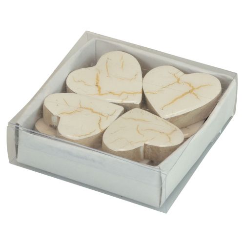 Artikel Holzherzen Deko Herzen Weiß Gold Glanz Craquelé 4,5cm 8 St