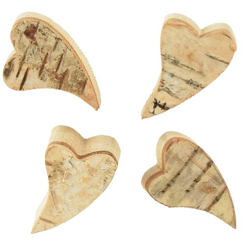 Floristik21 Holzherzen mit Birkenrinde Birkenherzen Herzen 3–4cm 30 St