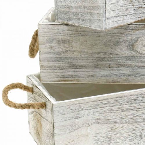 Floristik21 Blumenkasten, Holzkiste zum Bepflanzen, Übertopf, Pflanzgefäß-Set L35/30/25cm
