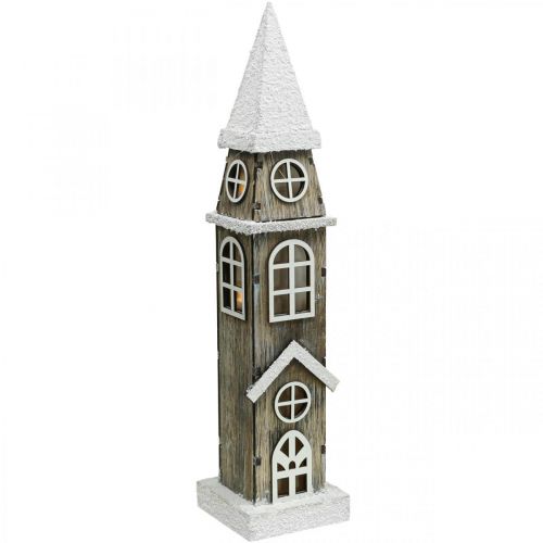 Floristik21 Lichthaus Turm aus Holz Kirchturm Weihnachtskirche H45cm