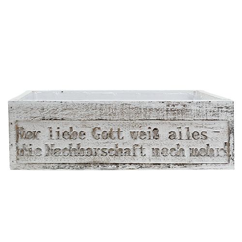 Floristik21 Holzkiste mit Spruch Weiß 38cm x 21cm H12cm