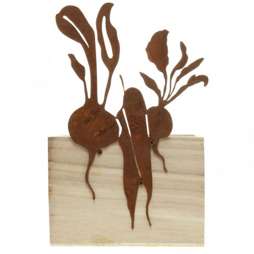 Artikel Pflanzkiste Holz mit Rostdeko Gemüse Übertopf 17×17×12cm