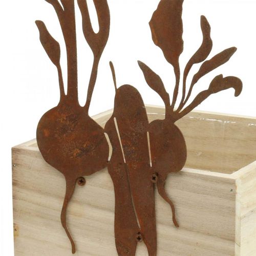 Artikel Pflanzkiste Holz mit Rostdeko Gemüse Übertopf 17×17×12cm