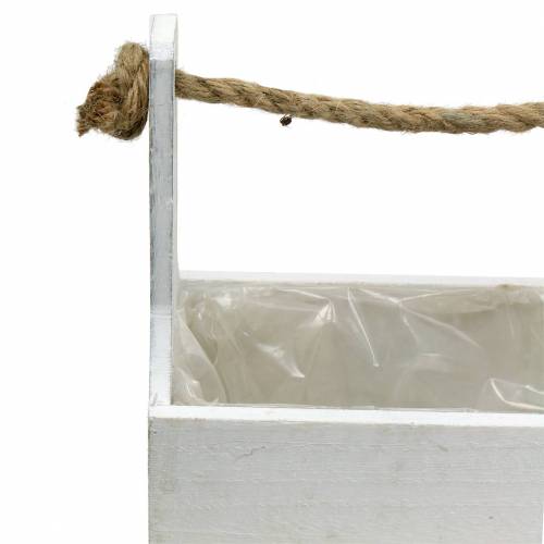 Pflanzkasten Werkzeugkiste mit Henkel Holzkiste Weiß 27×15cm/22×10,5cm