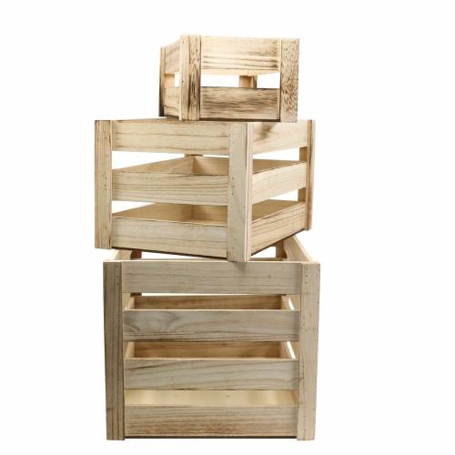 Floristik21 Holzkiste Natur Braun 43,5cm/37,7cm/31,8cm 3er-Set