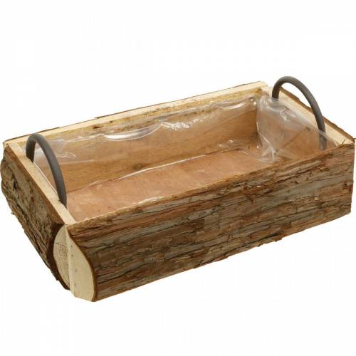 Holzkiste zum Bepflanzen, Pflanztopf mit Griffen, Blumenkasten mit Rinde 45,5cm Holzkiste zum Bepflanzen, Pflanztopf mit Griffen, Blumenkasten mit Rinde 45,5cm